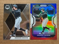 Andrew Vaughn 2021 Baseball Card Lot(2):Mosaic Base & Prizm Red, White & Blue