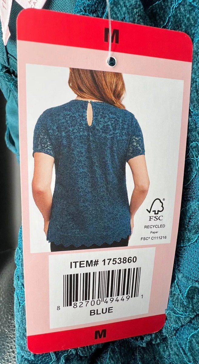 Teddi Rose Women's Crewneck Short Sleeve Blouse-Lace Top(1753860