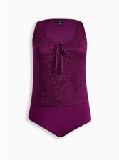Torrid Lace Corset Seamed Bodysuit Purple 4 4X 26 E53665