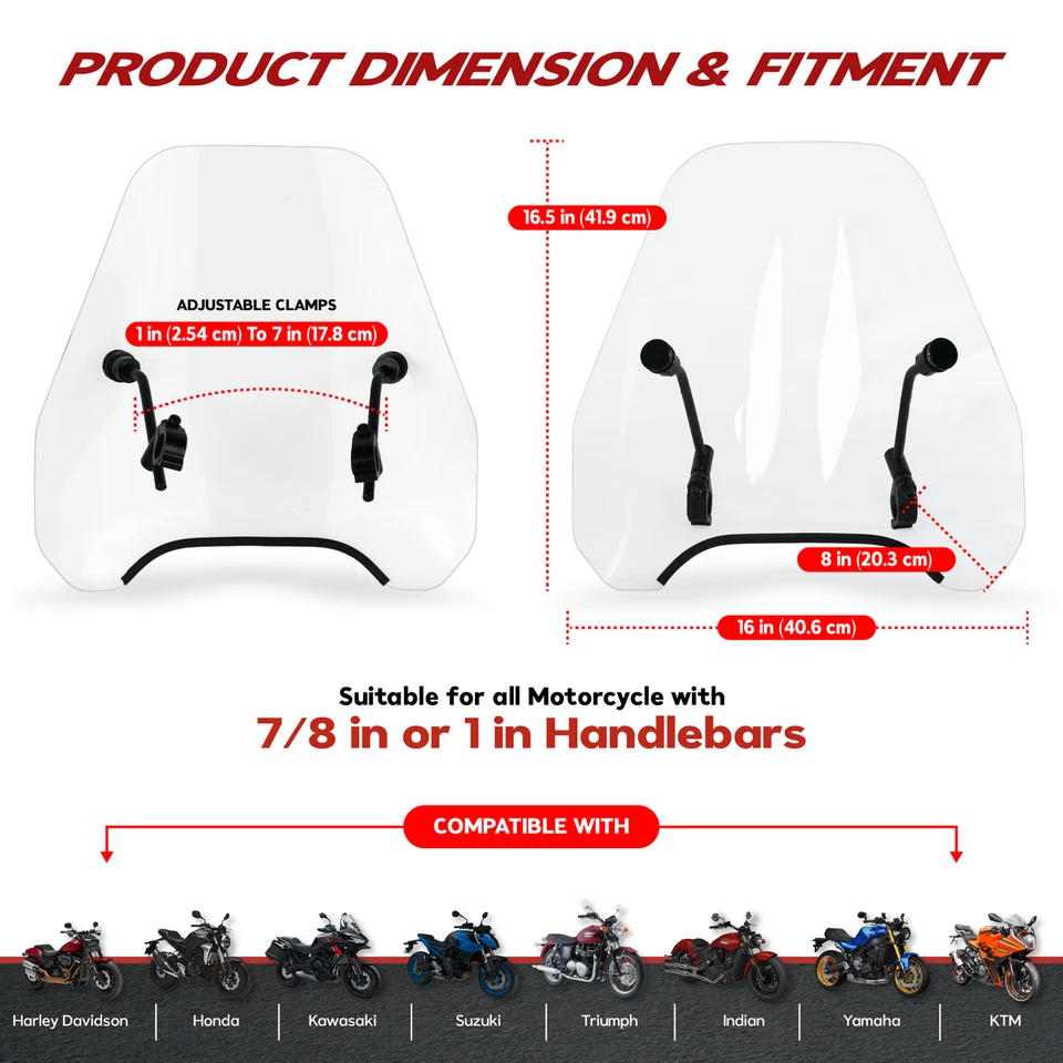 Carenado de parabrisas transparente de 15" para Honda CB500F (2017-2020) Foto 2 de 4