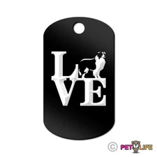 Love Border Collie Engraved Keychain GI Tag dog park sheep dog Many Colors