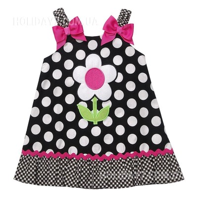 sonanddaughter 5〜6y NWT Girls 5-6X Black White Dot Bright Pink Flower Cotton Summer
