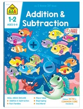 School Zone Addition  Subtraction Workbook: 64 Pages, 1st Grade, 2nd Grade,...