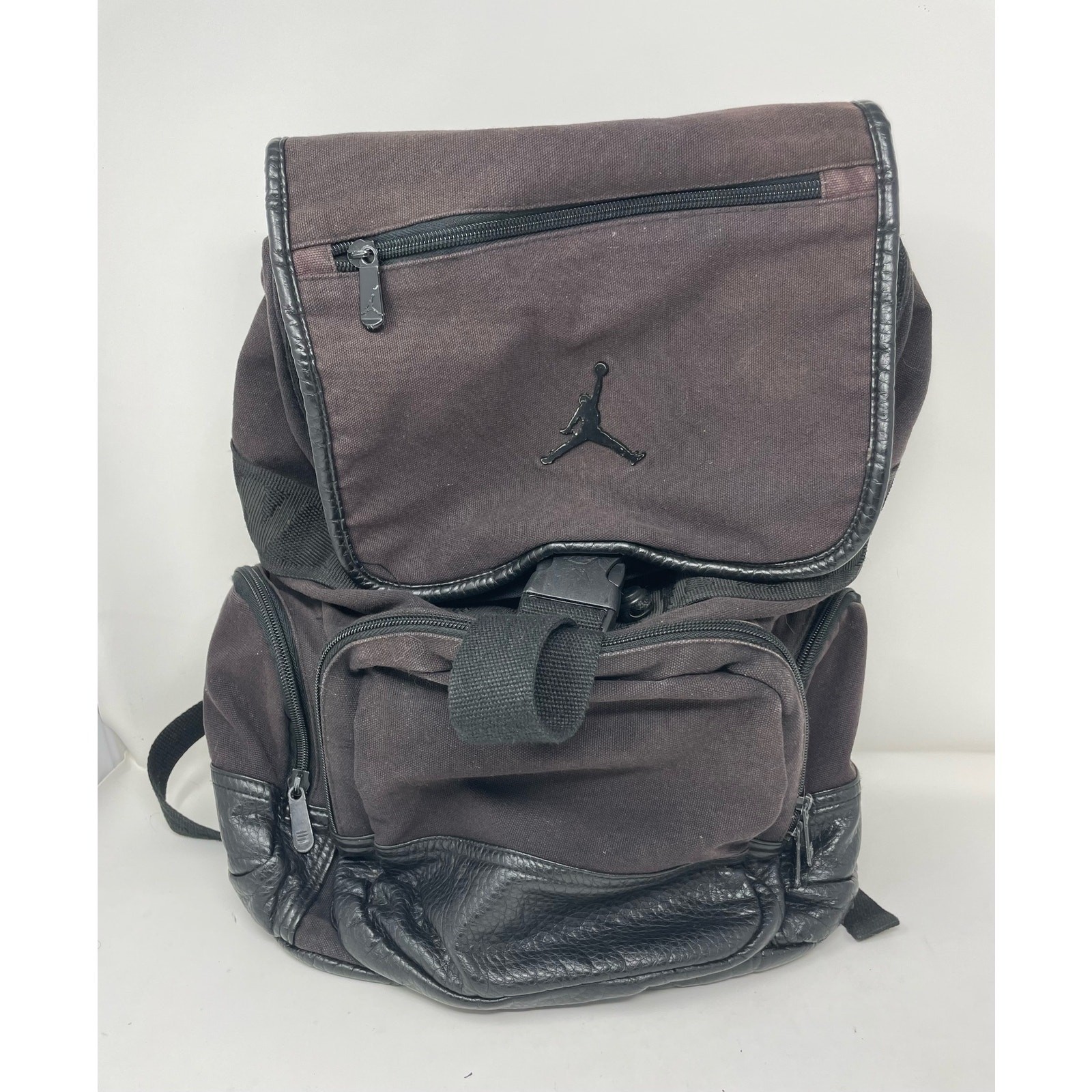 Nike Air Jordan Drawstring Backpack Brown Adjustable Pockets Flawed
