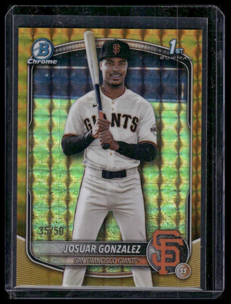 2025 Bowman Chrome #BCP-153 Josuar Gonzalez Prospects Gold Geometric #/50