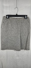 Gray Knee-Length Pleated Pencil Skirt. 068