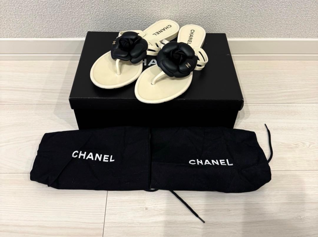 Chanel Camellia Thong Sandals Flat Sandals Flower Motif 36 USED