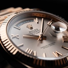 Rolex Oyster Perpetual Day-Date 40 Rose Gold Presidental Sundust Fluted Watch 4