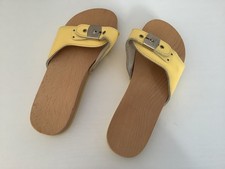 VINTAGE WOODEN DR SCHOLL SANDALS Yellow