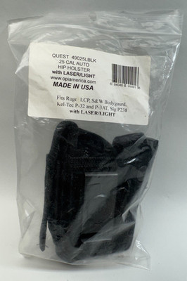Quest 49025LBLK 22/25 Small Auto Nylon RH Hip Holster w Laser Sight