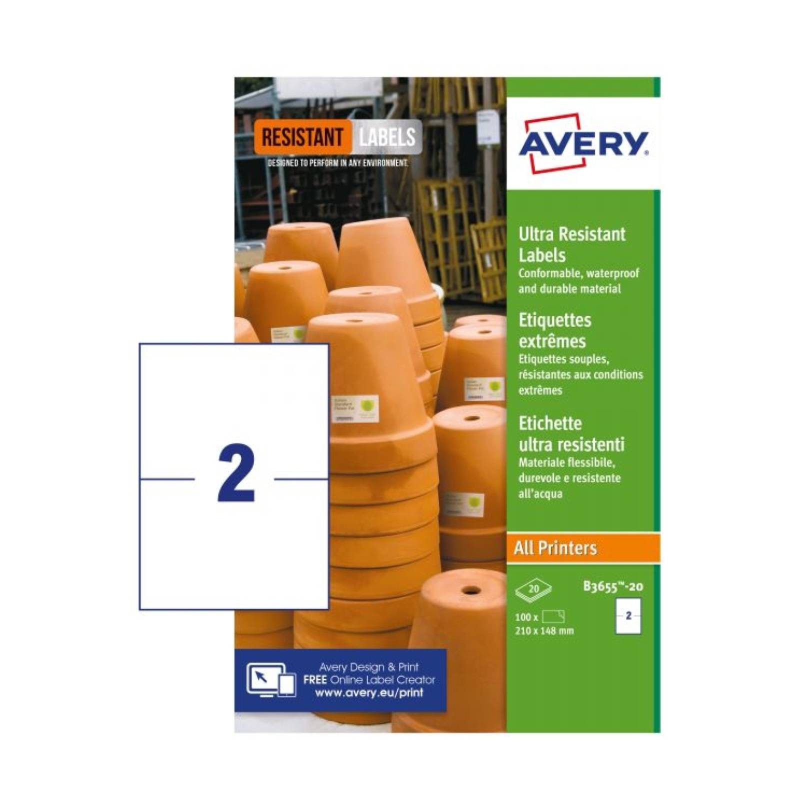 Avery White 148 x 210 mm Self Adhesive Laser & Inkjet Ultra Heavy Duty Labels -