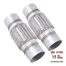2PCS Exhaust Flex Pipe Stainless Steel Braid 3"Inch x 6"Inch w/Ends 10"Inch
