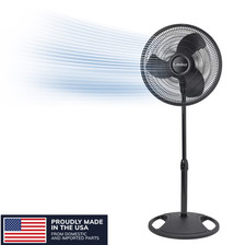 Lasko 16” 3-Speed Adjustable Oscillating Pedestal Fan, Black, S16500