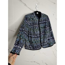 Vintage Ladies Blue/Purple Python Snake Print Blazer Poly/Spand Made in USA XXL