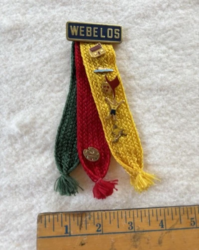 Webelos Boy Scouts Collectible Pin with Braided Ribbons and Attached Pins