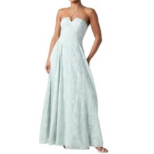 NWT Lulus Sedona Light Blue Floral Burnout Lace Back Halter Maxi Dress Small
