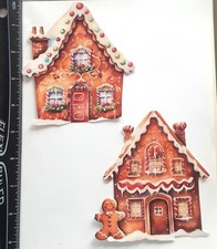 Lot of 2 Winter Gingerbread Houses Red Door SINGLE LAYER Embellishments 1149