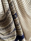 New 100% Silk Heavy Crepe Saree RITU KUMAR Style Ivory & Navy Blu Floral Paisley — photo 6