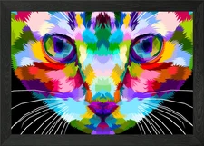 close up of face kitten Framed Wall Art Poster Canvas Print Picture