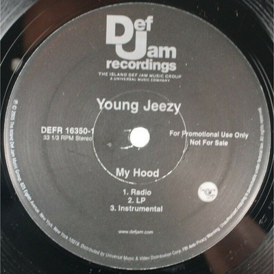 YOUNG JEEZY MY HOOD 12'' VINYL PROMO RECORD INSTRUMENTAL *QUICK SHIP*