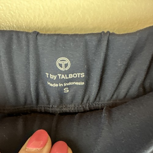 T by Talbots Navy Blue Joggers Size Small Pants Stretch Draw String Small Spot - Picture 4 of 14