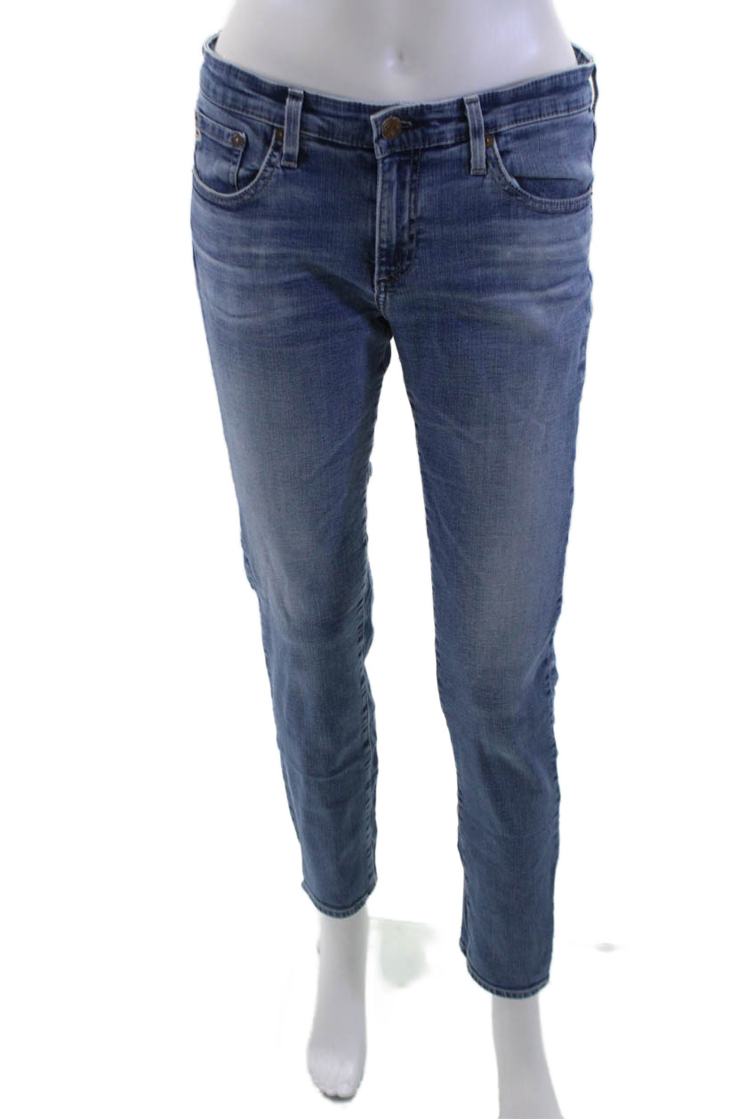 AG Womens Skinny Ankle Cropped Jeans Blue Mid-Rise Button Closure Size 29