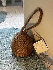 Haven + Key Fancy Knot Ball DOOR STOP w/ Hang Loop Nautical Beach Jute Rope 2lb