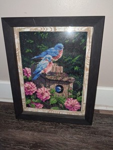 14 X 18 Framed Diamond Art Bluebirds Orginally From Hobby Lobby