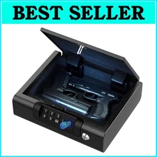 Biometric Pistol Safe with Built-in Light and USB Charging - Modern Security