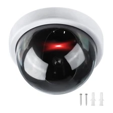 Fake Security Camera Dummy Dome Cameras with Red Light & Screw, White