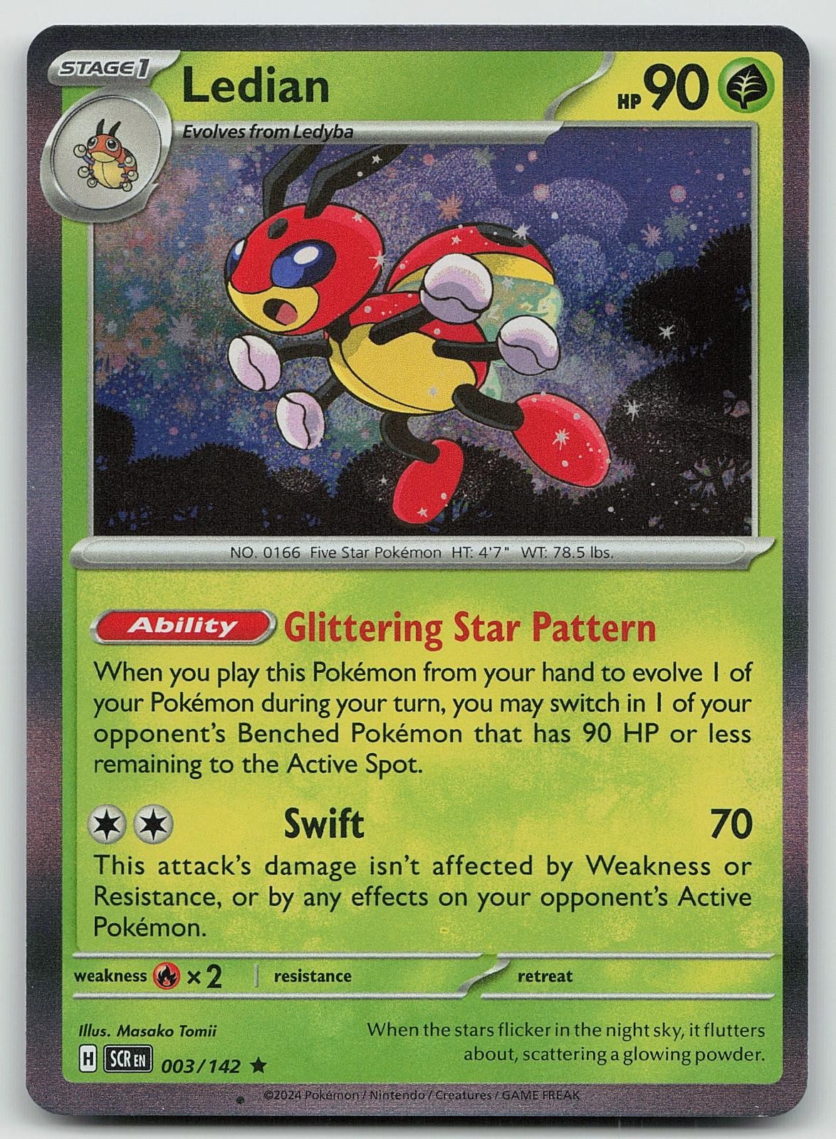 Pokemon Ledian 3/142 Stellar Crown Rare Holo NM