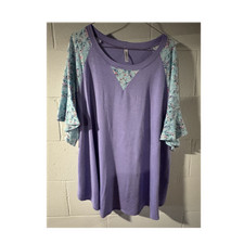Emerald size 3X Plus Purple Blue Floral Ragla...