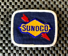 SUNOCO GAS OIL DARK BLUE EMBROIDERED SEW ON PATCH PETROLIANA 2 1/2" x 2" NOS