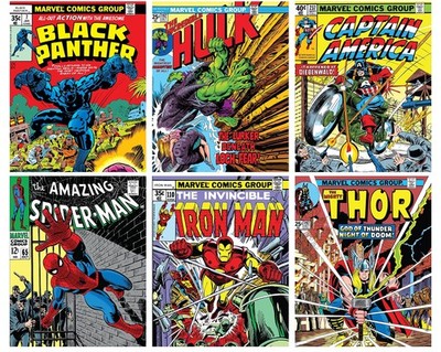 Superhero Wall Art   Superhero Vintage Comic Books Decor Unframed Set of 6 Pr...