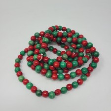 Wooden Bead Garland Christmas Tree Red Green 107 inches