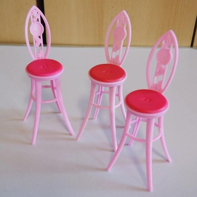 3x Barbie Stühle Pink Bistro Barhocker Mattel Puppenmöbel Zubehör Vintage 18cm