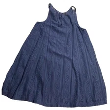 Abercrombie & Fitch Tank Trapeze Swing Dress Womens Large Fully Lined Lace Blue