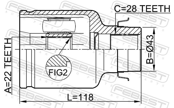 Fits FEBEST 0511-M316ATRH INTERNAL CASSETTE JOINT RIGHTMAZDA 3 BK 200 ⭐UK Stock⭐