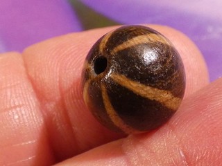 ANTIQUE OLDER PUMTEK BEAD 6 STRIPE LINE DECORATED 12.7 MM PERFECT HEIRLOOM BEAD