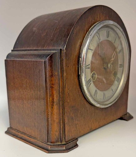 Vintage Enfield Wooden Case Chiming Mantel Clock with Key - For Restoration - Picture 3 of 6