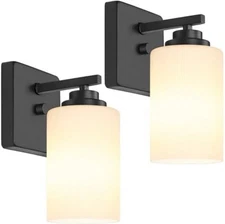 Set of 2 Wall Sconces for Bathroom Modern Vanity Light Fixtures Black White