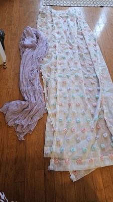 Your Zone Puffs Sheer Curtain Panels And Sashes Pink Purple Teal 
