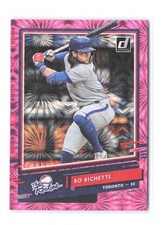 2020 Donruss Bo Bichette The Rookies Pink Fireworks R-6 RC Parallel Blue Jays