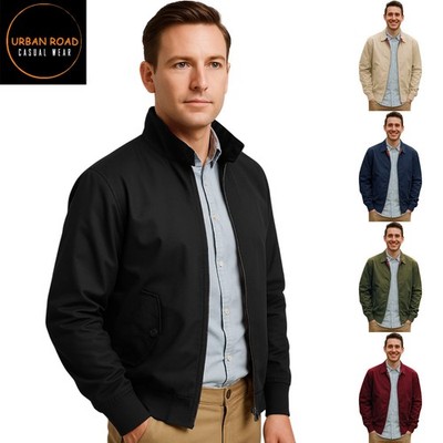 Urban Road Herren Mod Blouson Jacke Reißverschluss vorne gerippter Saum leicht Freizeit Mantel