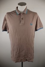 Fred Perry Men Brown Polo Shirt 2XL Regular Cotton Short Sleeve Logo Vintage