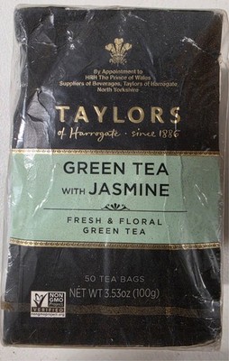 Taylors Green Tea with Jasmine, 50bags Damaged Boxes Sealed 07/26