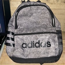 Adidas Classic Backpack 17 x13 Jersey Grey Black Multi Pocket 3 Stripe Unused