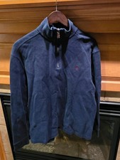 Vintage Polo Ralph Lauren Mens Medium Navy Blue Cotton 1/4 Zip Pullover Sweater