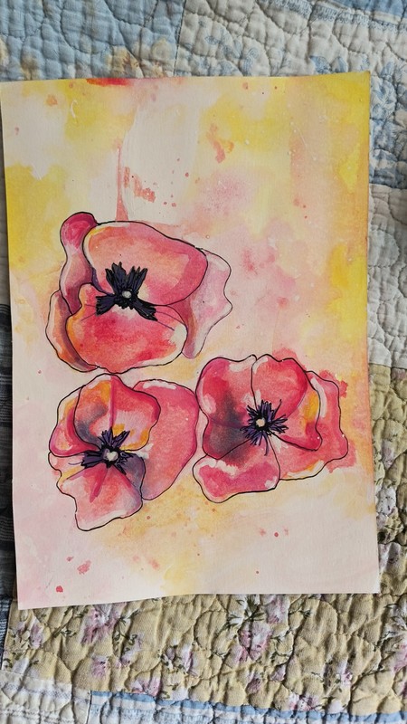 Art Painting Flowers Watercolor, Original 7 x 10 inches