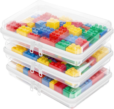 3 Pcs Clear Hard Shell Zipper Case -Transparent Pouch Bag Plastic Storage Packin